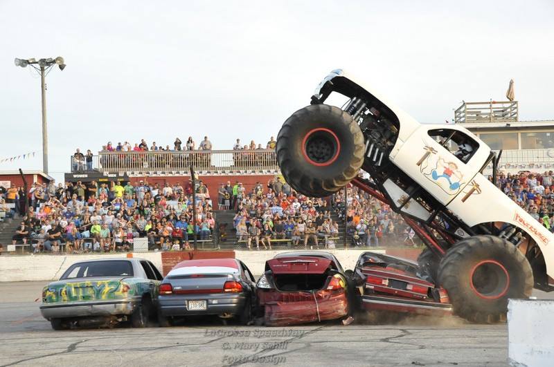 monster truck smashing cars